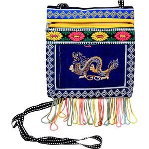 Chinese Dragon Stitched Crossbody Purse Satchel Bag